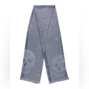 Alexander McQueen skull print wool knit winter scarf